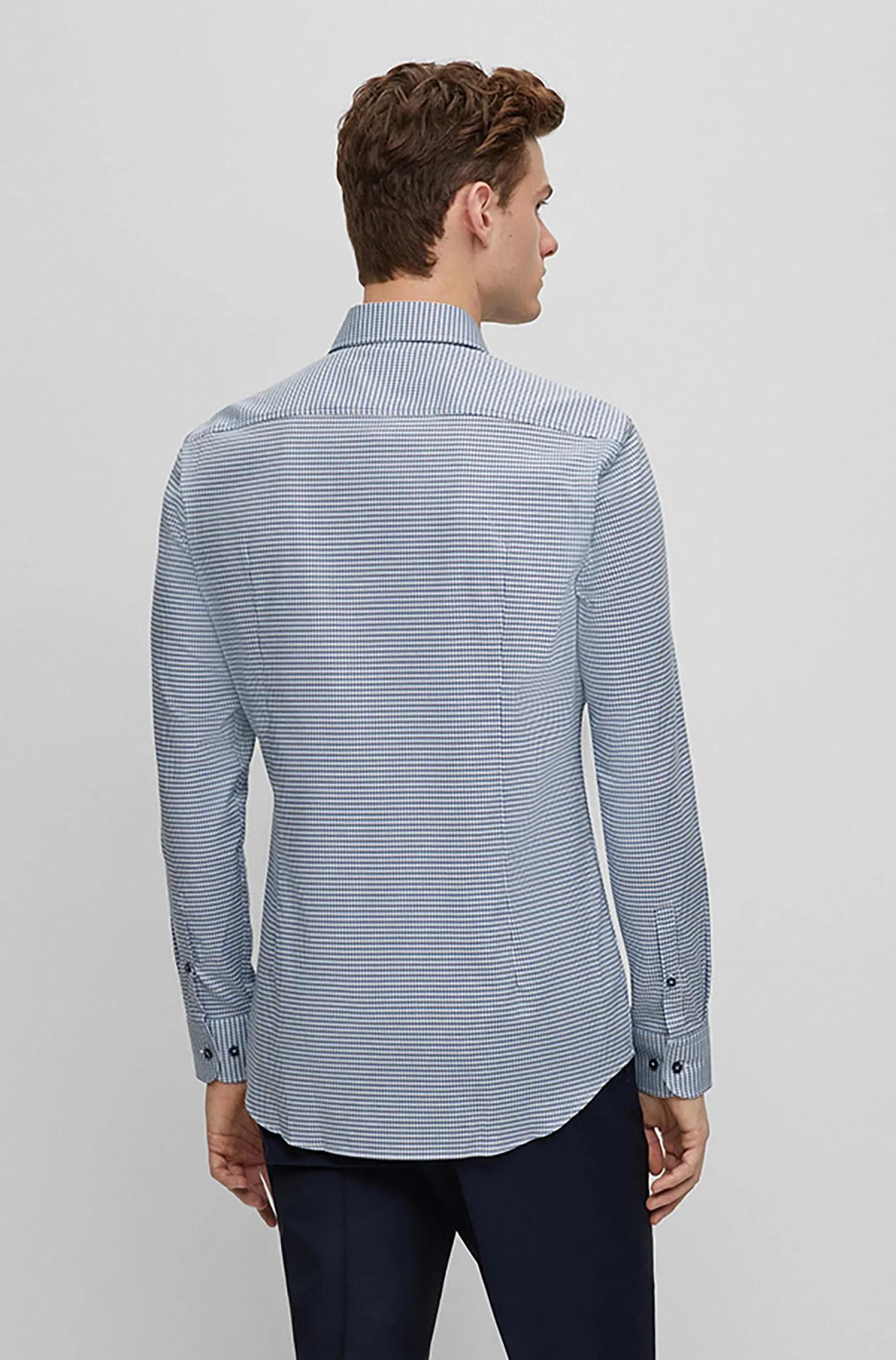Camisa Slim Fit De Algodón Elástico Hombre