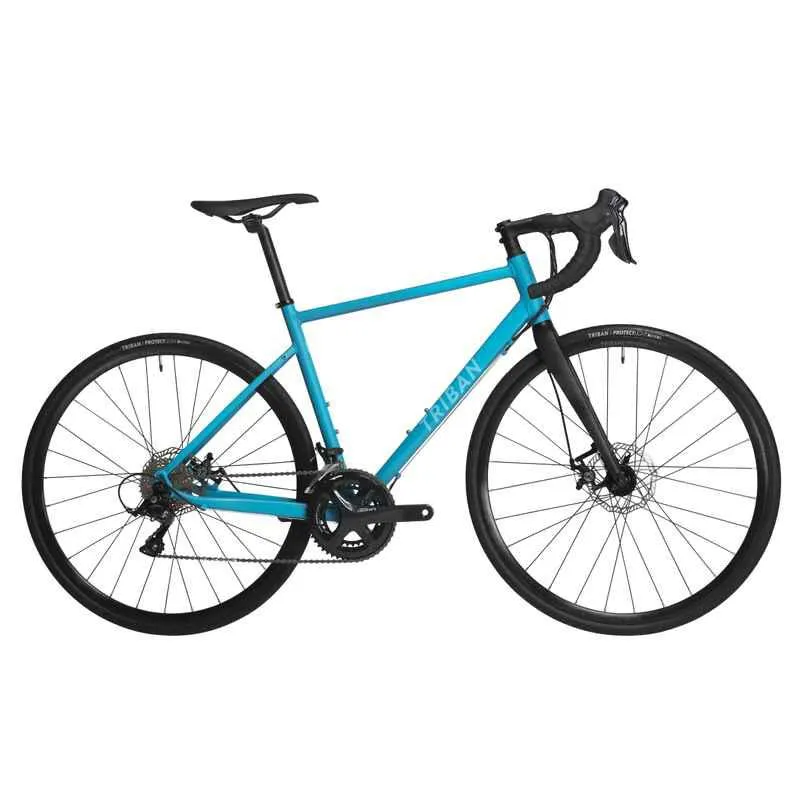 Bicicleta de ruta con freno de disco rc500 rin 28" azul turquesa - Triban
