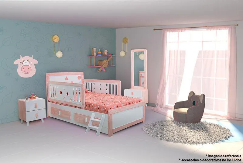 ALCOBA INFANTIL IBG ENSUEÑO 1.00*1.90 M ROSA