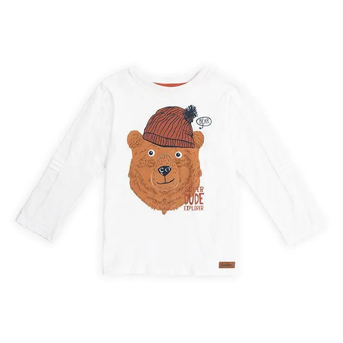 Camiseta marfil manga larga para bebé niño