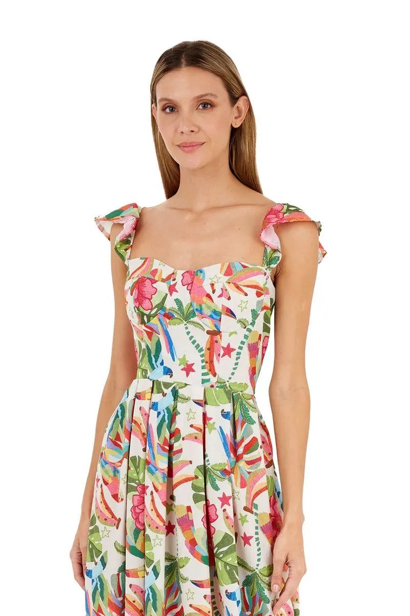 Vestido Largo Estampado Marfil para mujer Solene