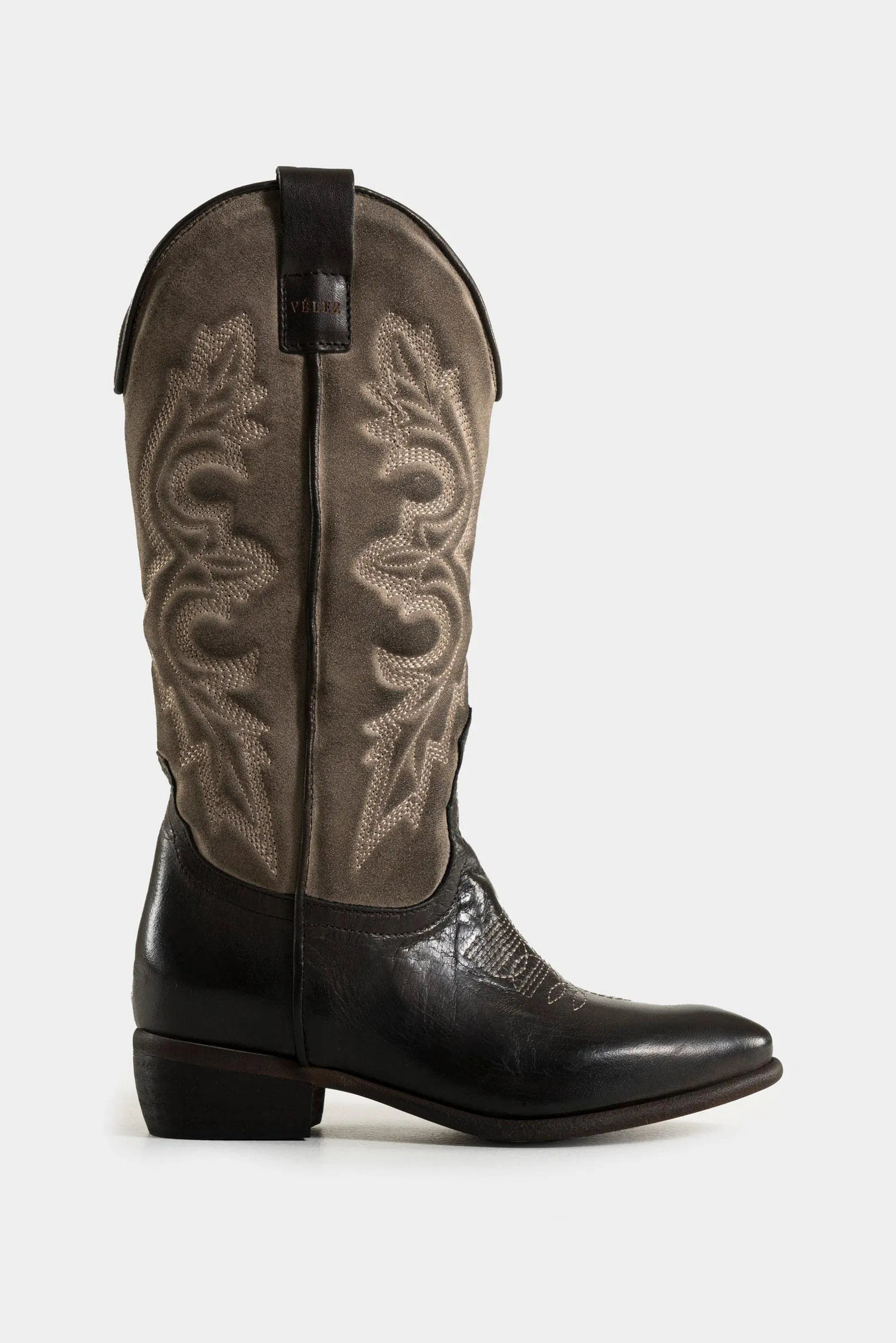 Botas caña larga savona de cuero para mujer silueta tipo western