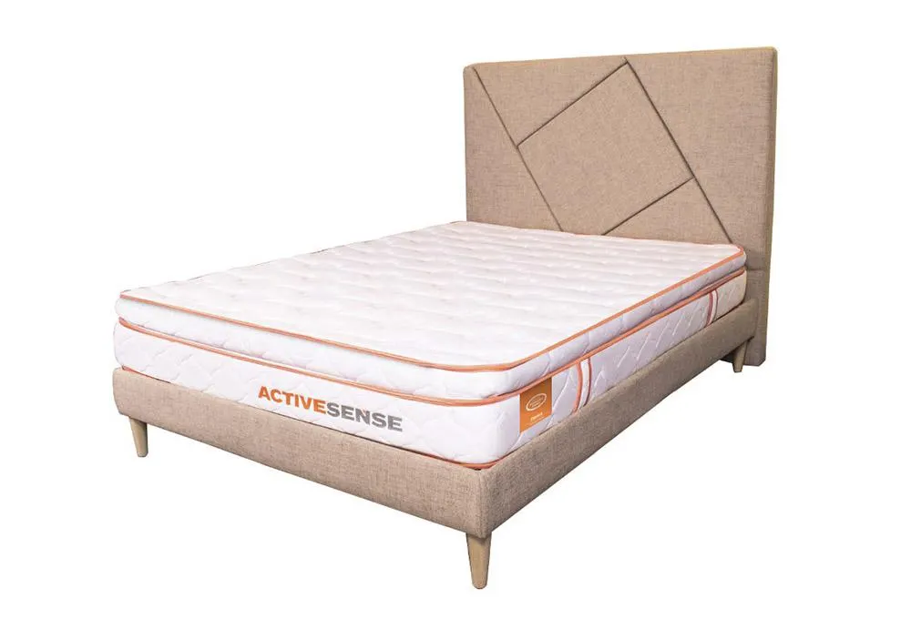 Combo Colchón Active Pantom + Cabecero + Base Cama Beige