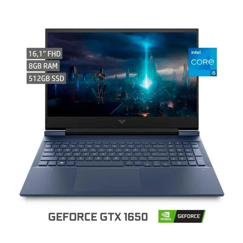 Computador Portátil Gaming Victus HP 16-d0504la Intel Ci5 H 8gb 512gb SSD T/VGTX 1650 Azul