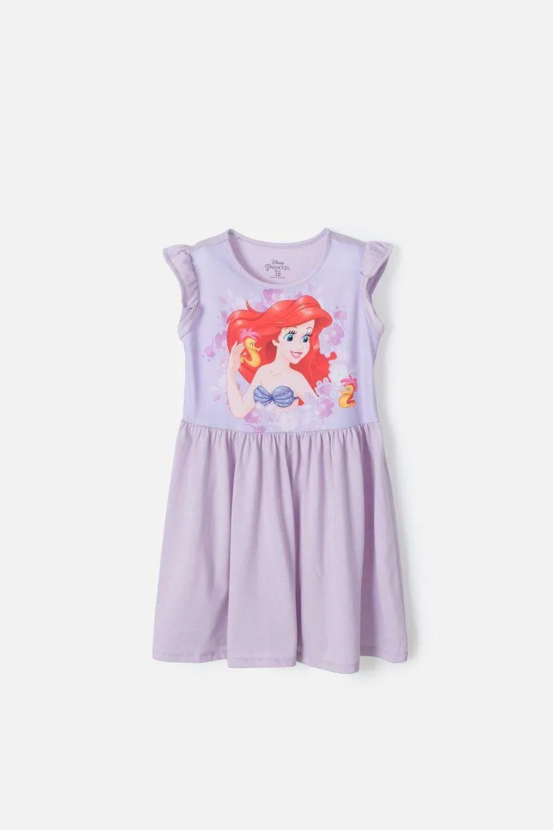 Vestido de La Sirenita manga corta lila para niña