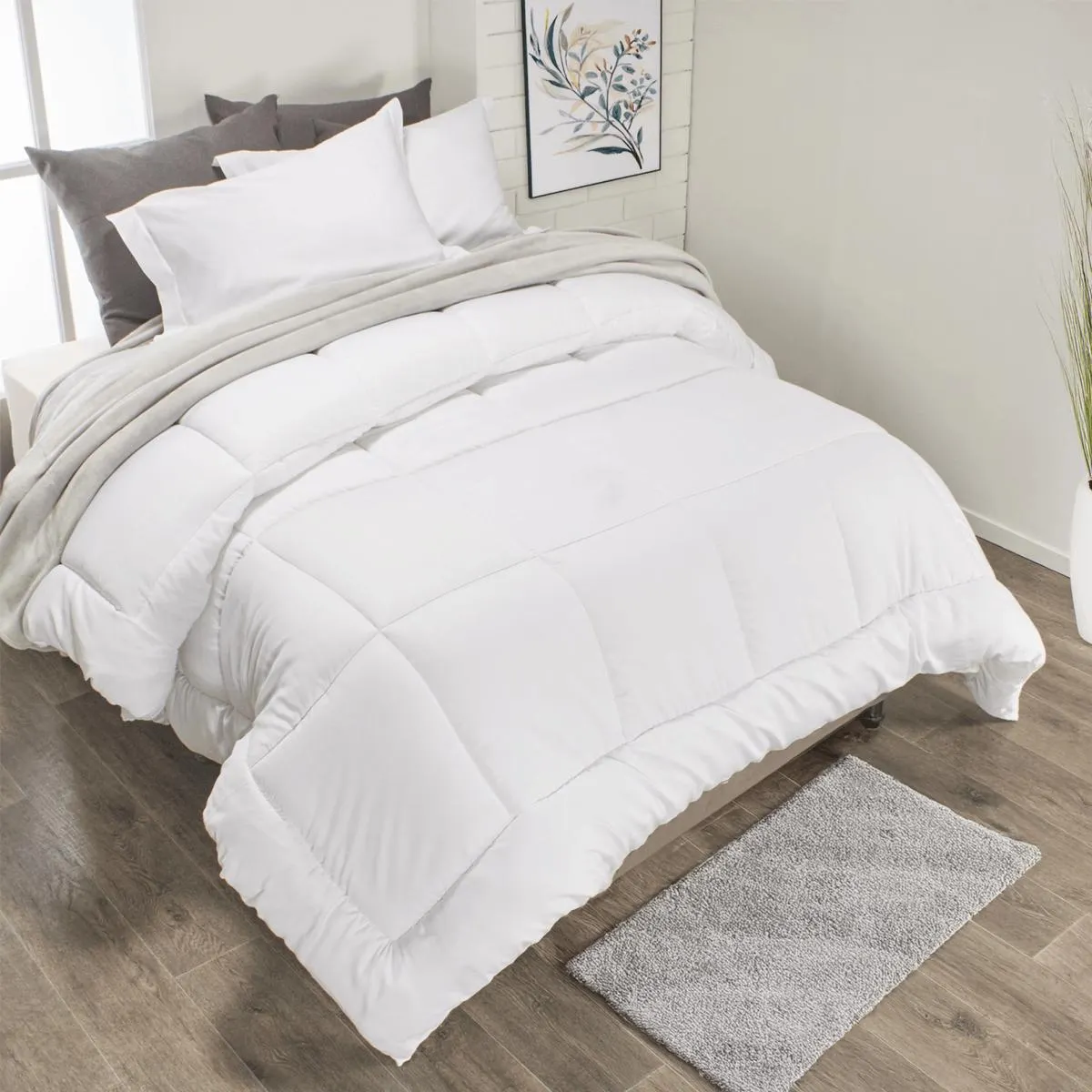 Plumón más fundón de almohada en tela 500 hilos polialgodón blanco