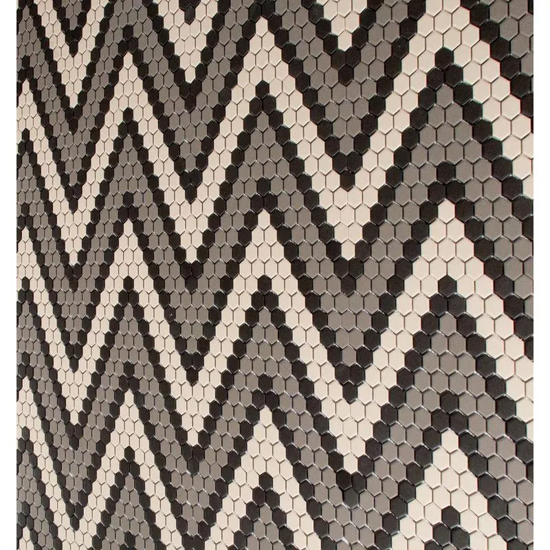 Decorados Para Pisos Estilo Mosaico Nadir 26x30 Mix Blanco Negro