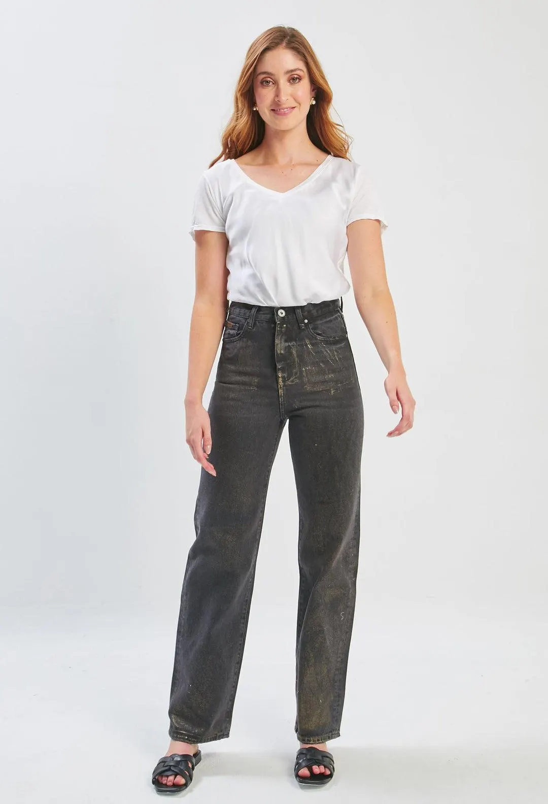 Jean Detalle Metalizado Mujer - SALE