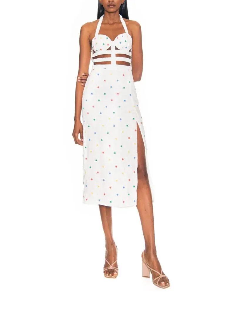 HENDRIX DRESS WHITE MULTI BEADING