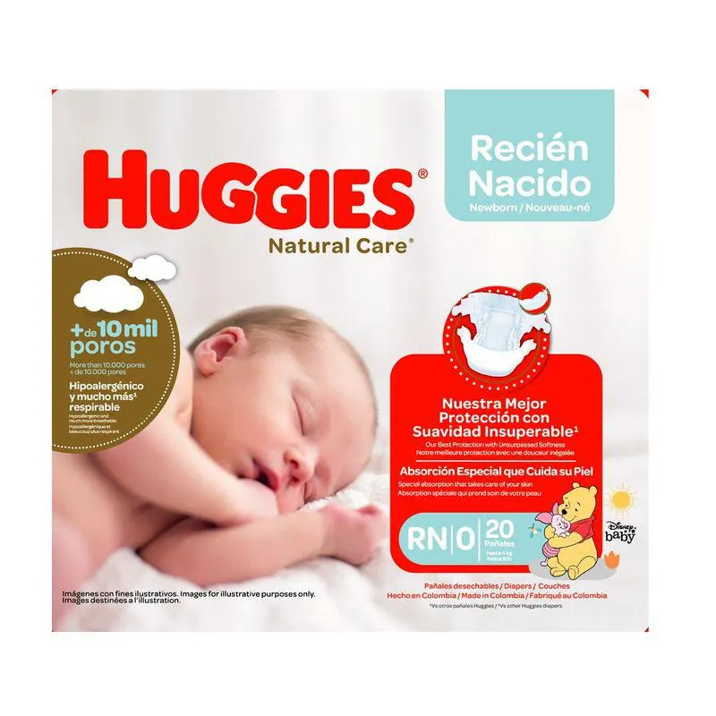 Panal Huggies Natural Care Talla 0 Pqte X 20 Und