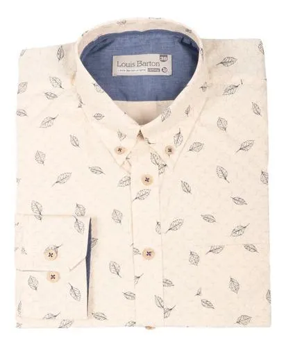 Camisa Manga Larga Beige Print Floral – Moldería informal
