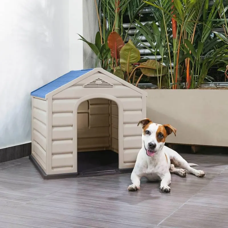 Casa Para Perro Pequeña Taupe Techo Rimax Azul
