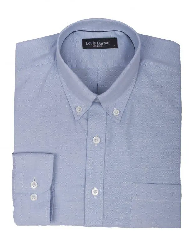 Camisa Oxford Manga Larga Azul Medio – Moldería clásica