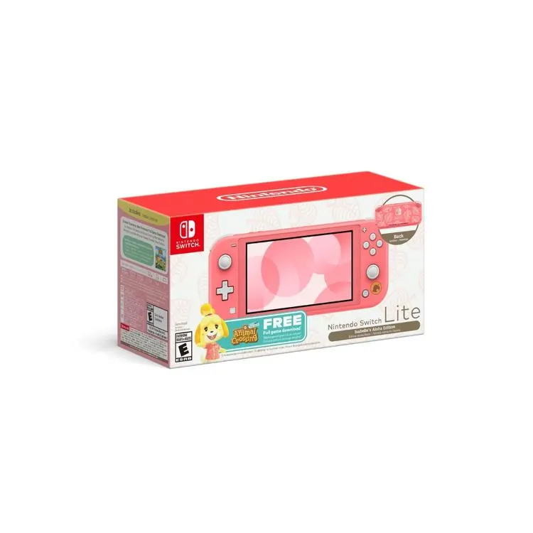 Consola NINTENDO SWITCH™ LITE Edición Isabelle’s Aloha Rosado + Juego Animal Crossing™: New Horizons Descargable