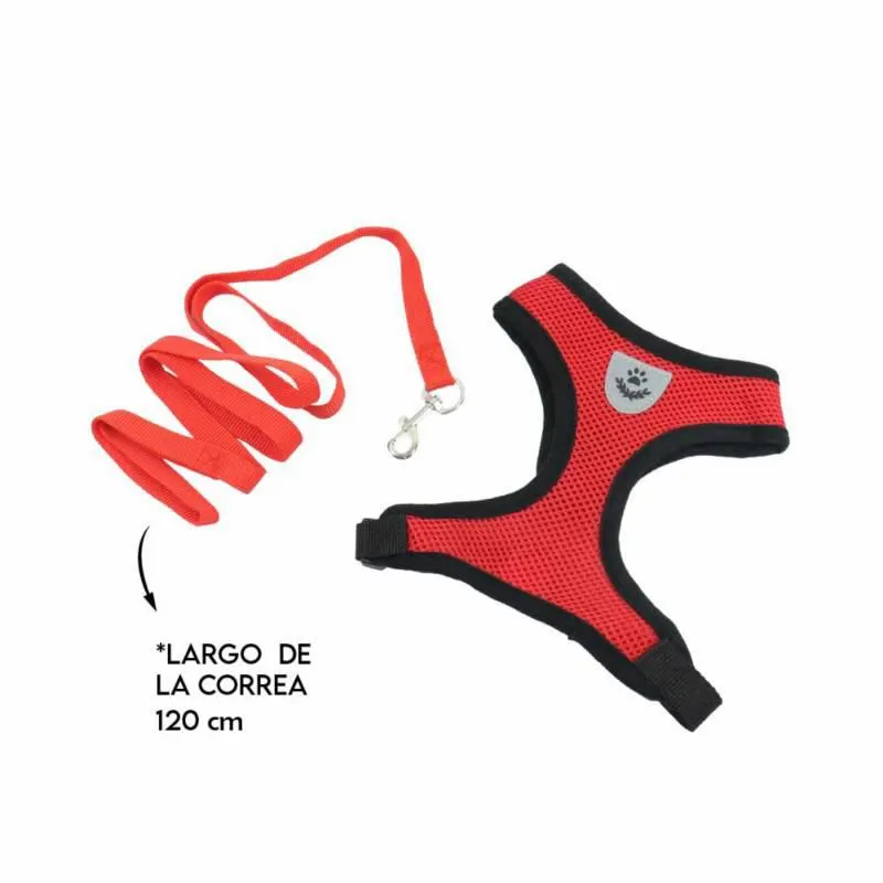 Pechera Chaleco + Correa Mascota Perro Rojo TALLA M