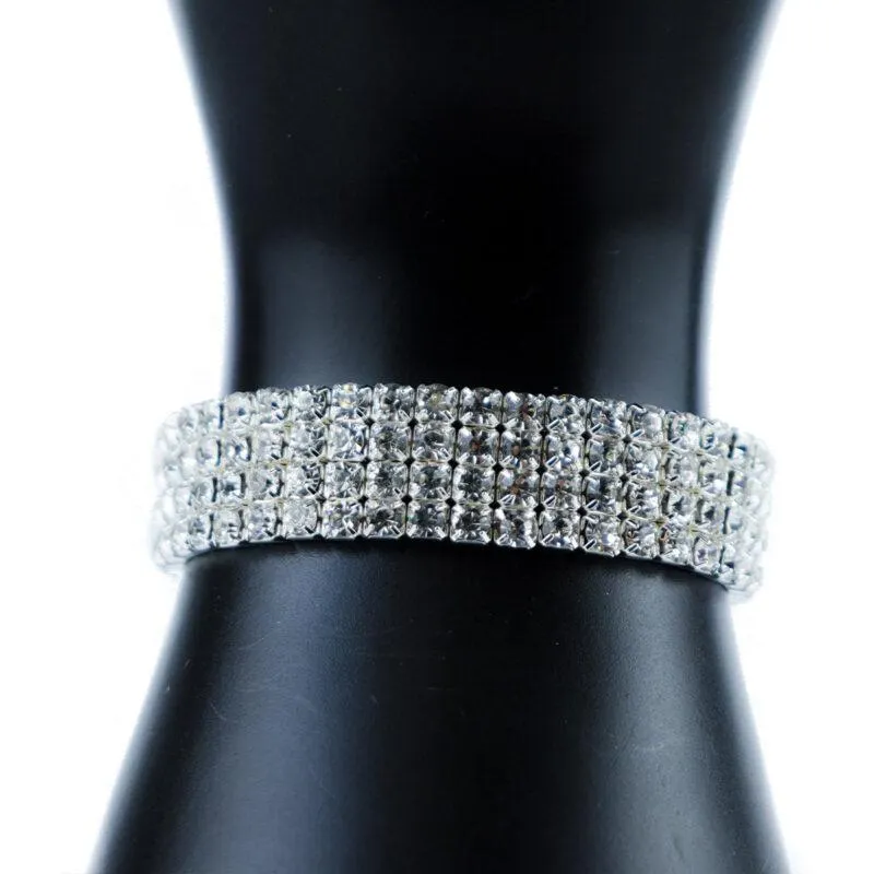 PULSERA MURANO LINEAS PLATEADO