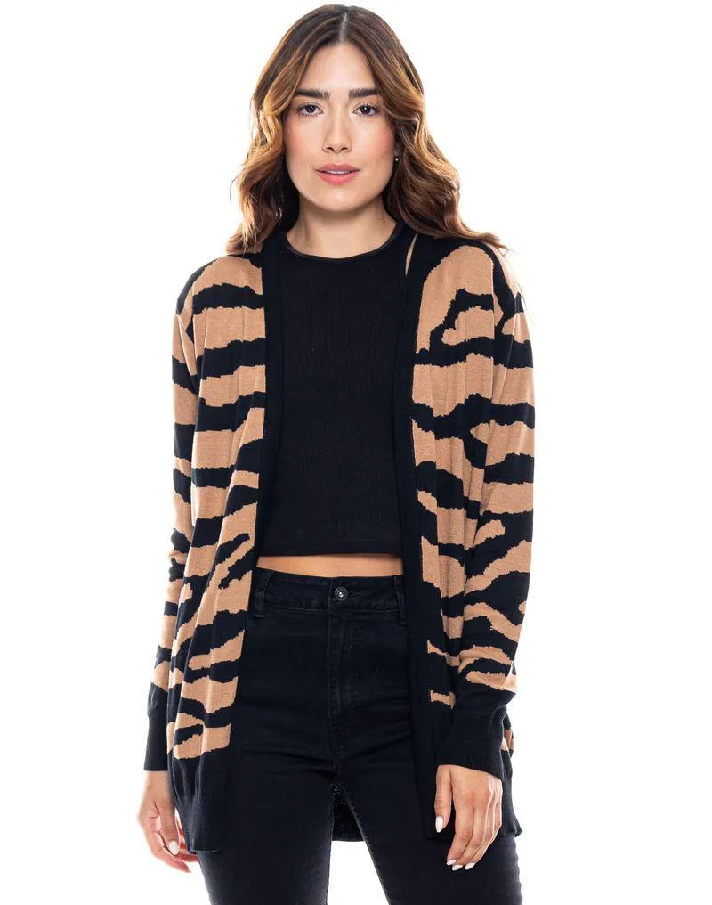 Buzo Tejido Abierto Animal Print