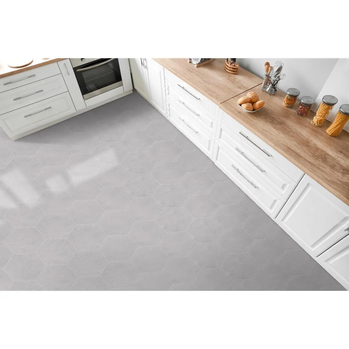 Piso Pared Hexágono Cemento Gris Caras Diferenciadas 23.2X26.8