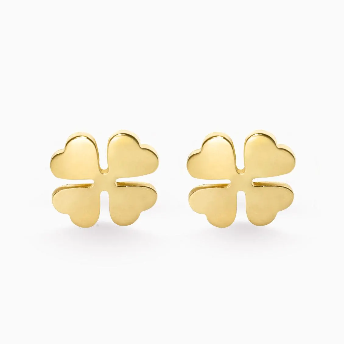Aretes en oro amarillo de 18K en forma de trébol