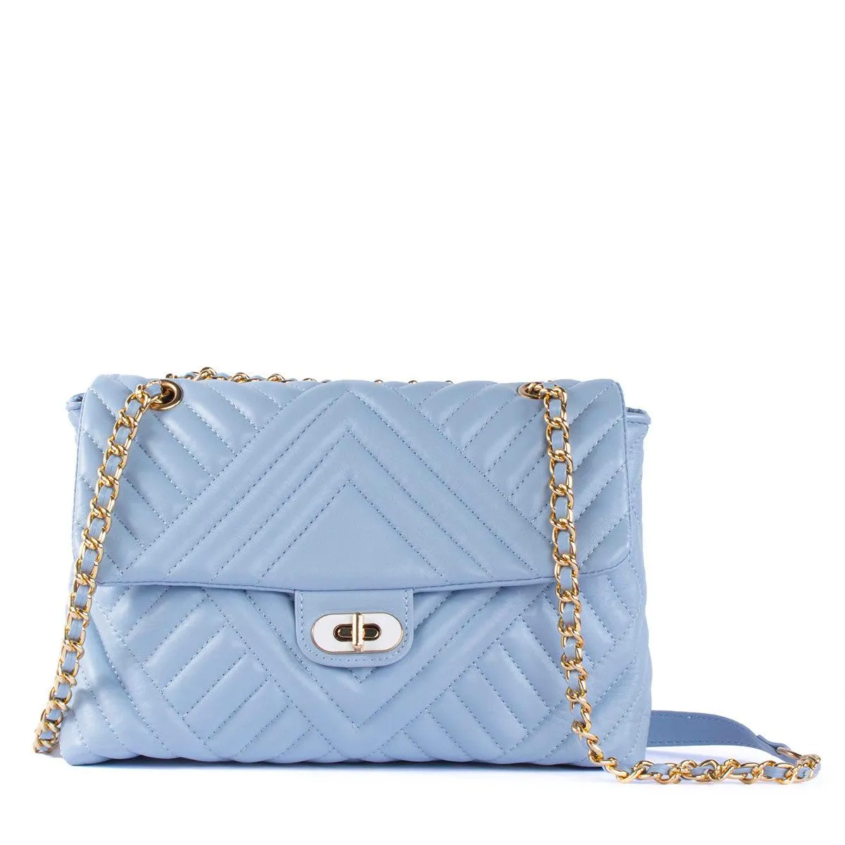 Bolso tipo bandolera con efecto acolchado color azul