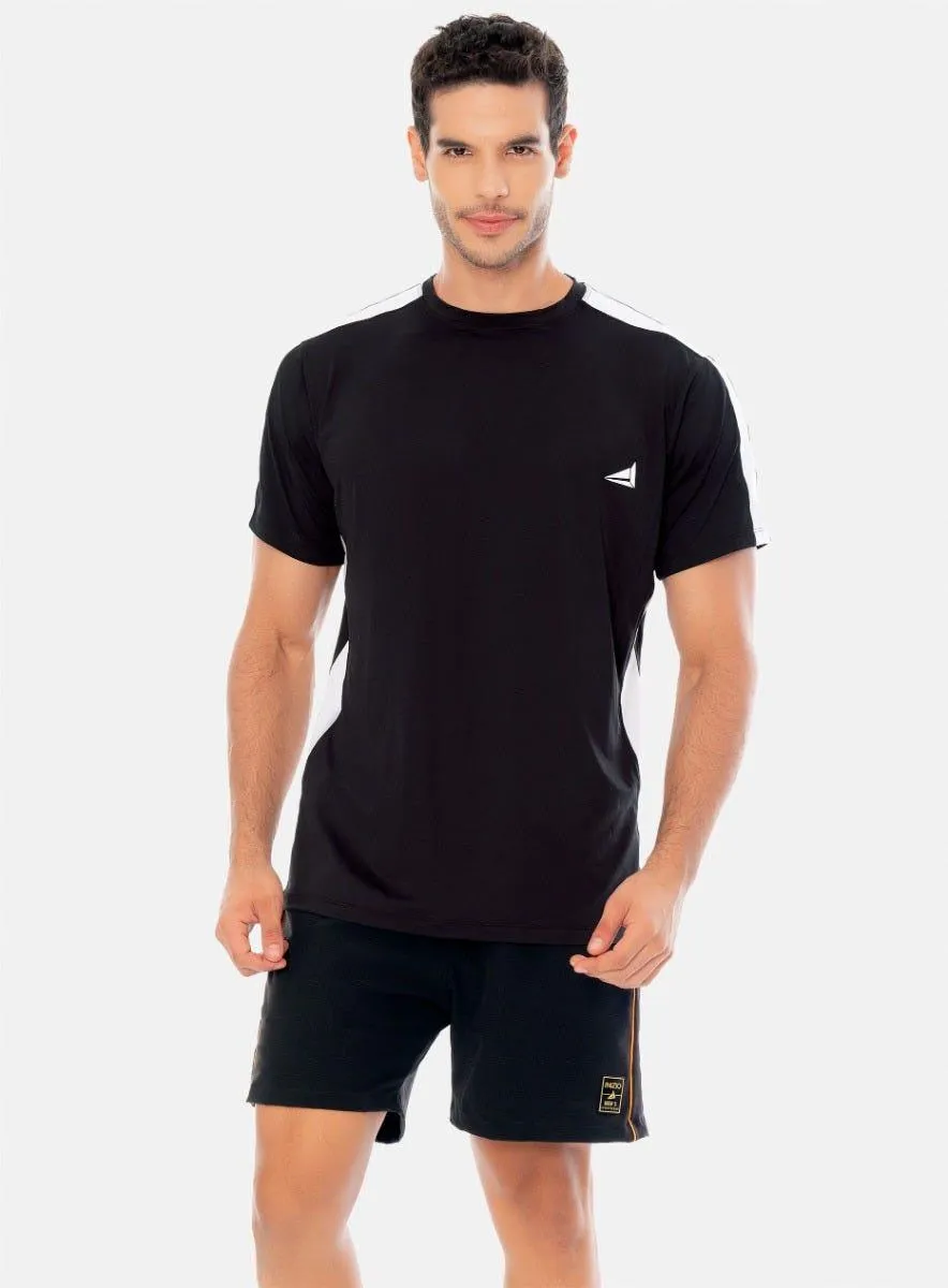CAMISETA DEPORTIVA HOMBRE CON CORTES EN HOMBRO Y COSTADO TALLA S - M - L - XL