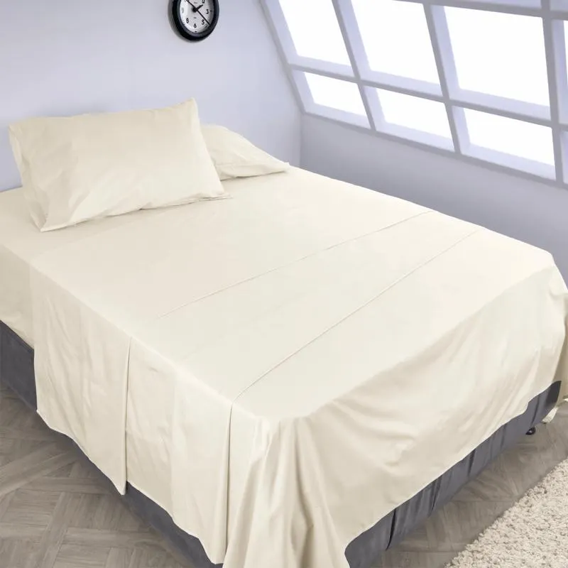 Juego de sábanas algodón 180 hilos unicolor marfil