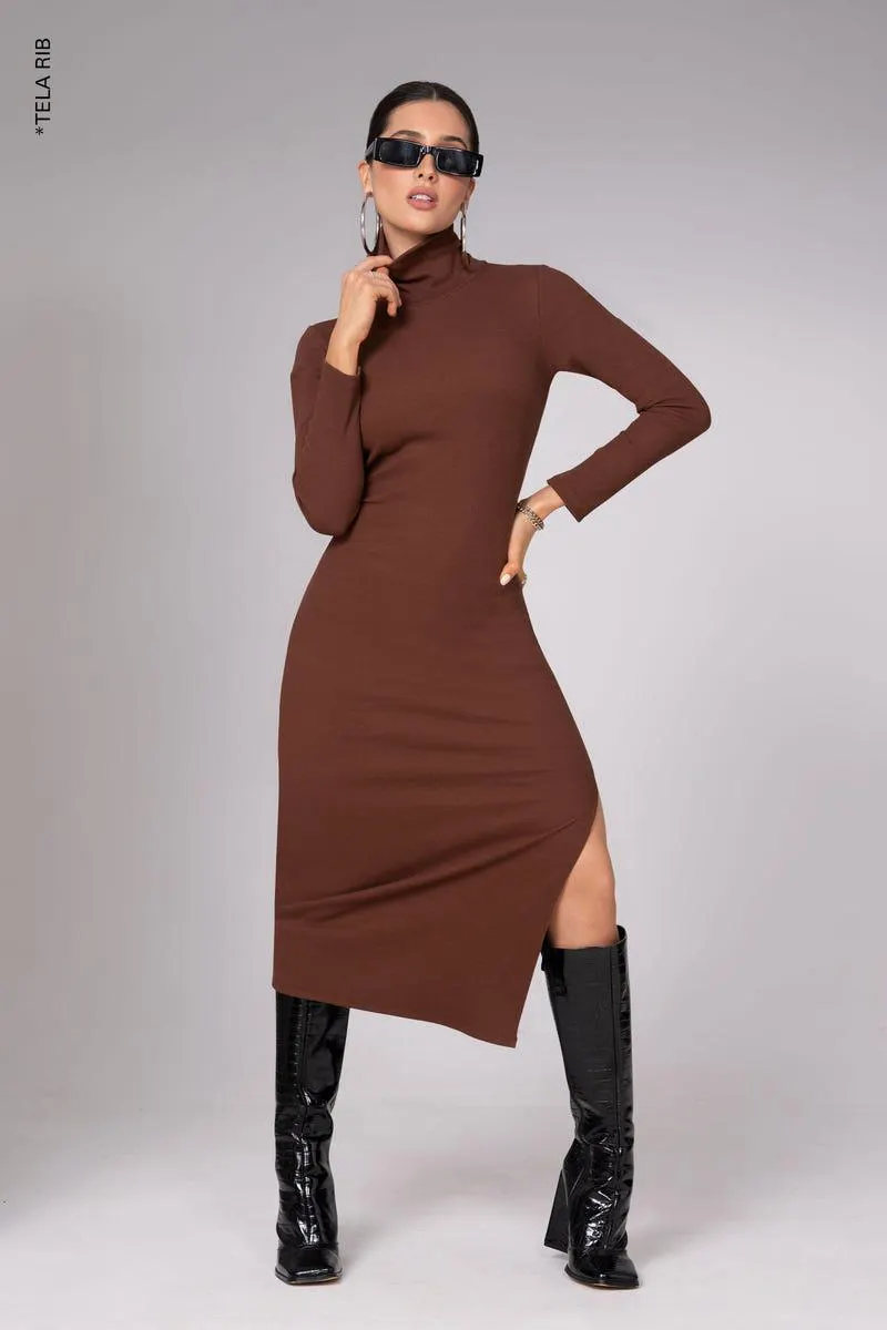 VESTIDO LARGO Café