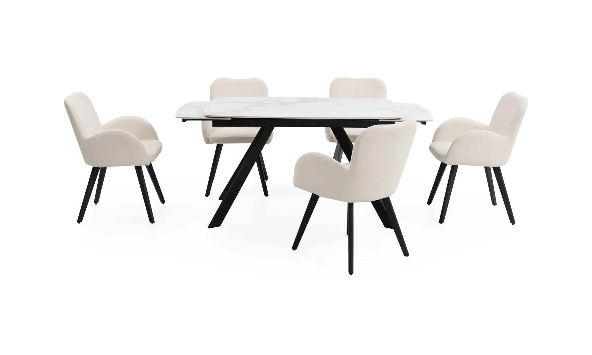Comedor de Extensión Aston Sinterizado +6 Sillas Modena
