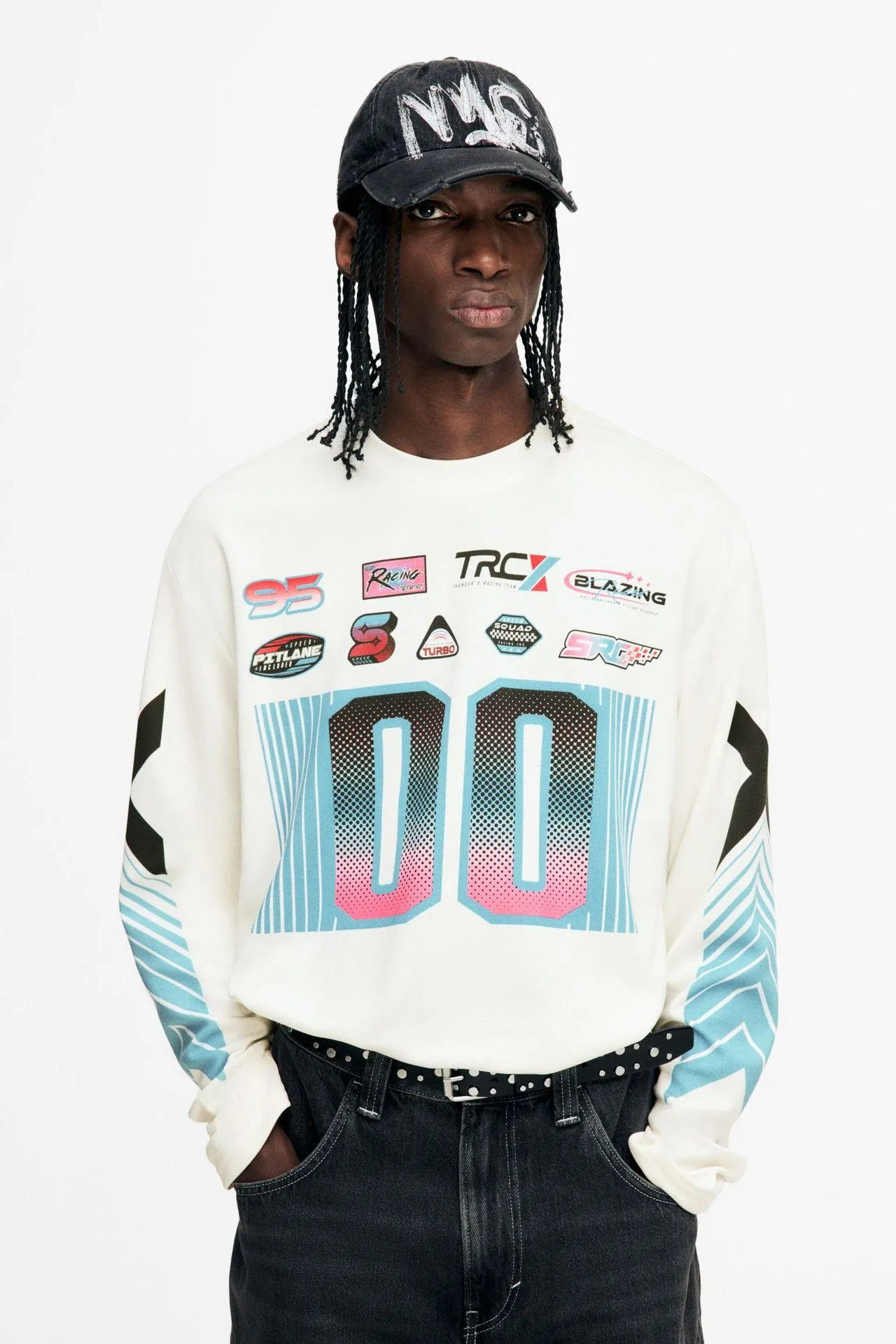 Camiseta de mangas largas en malla Loose Fit