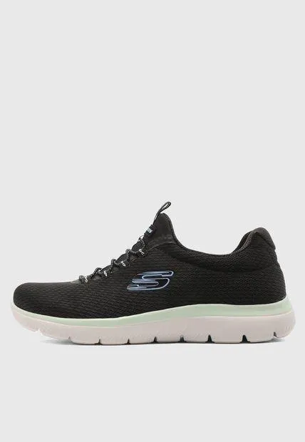 Tenis SKECHERS Mesh bungee slip-on Negro