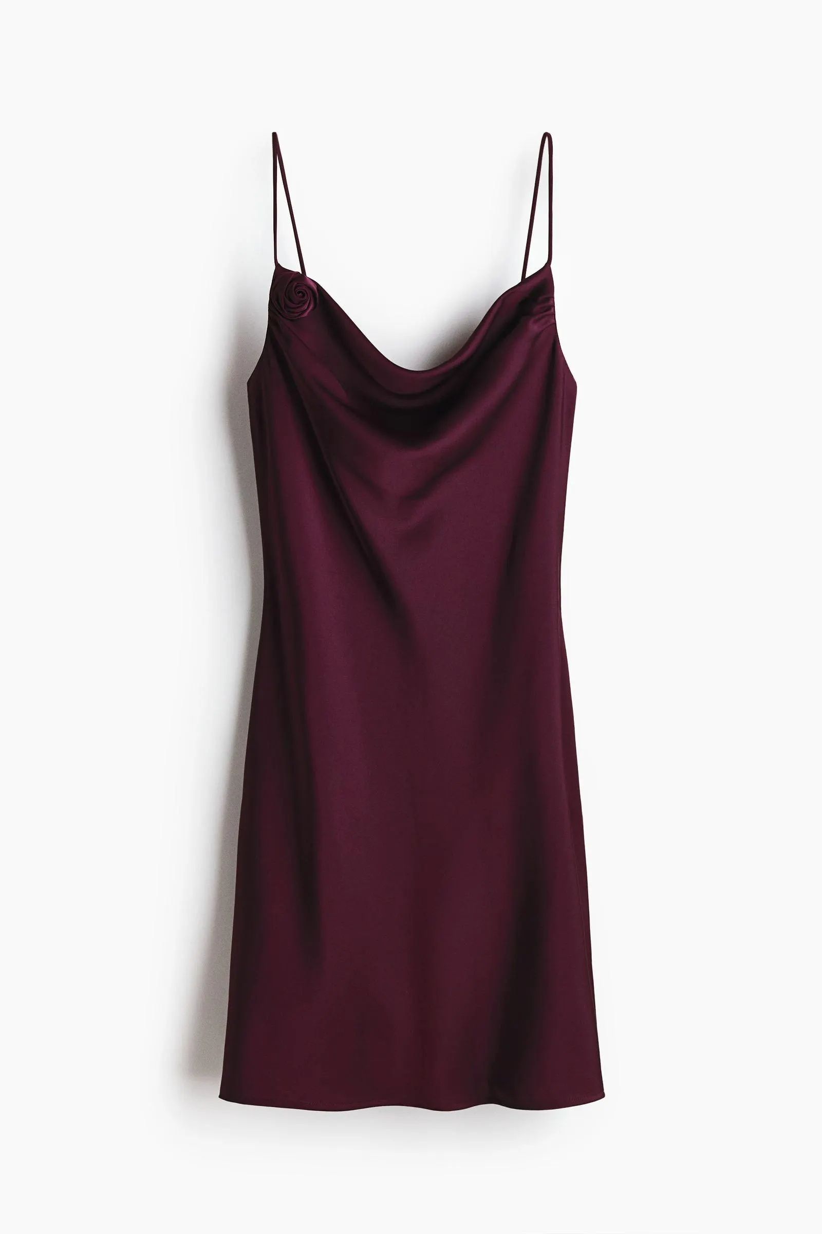 Vestido lencero en satín con tiras de anudar