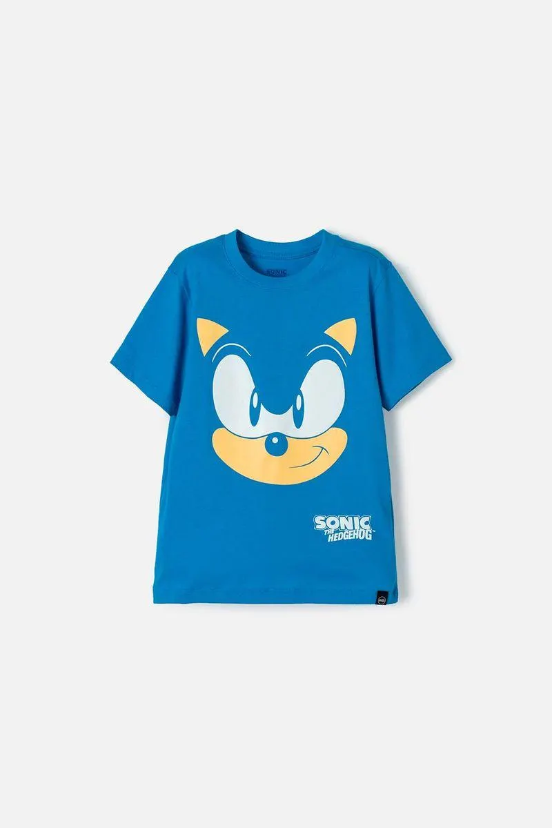 Camiseta de Sonic manga corta azul para niño