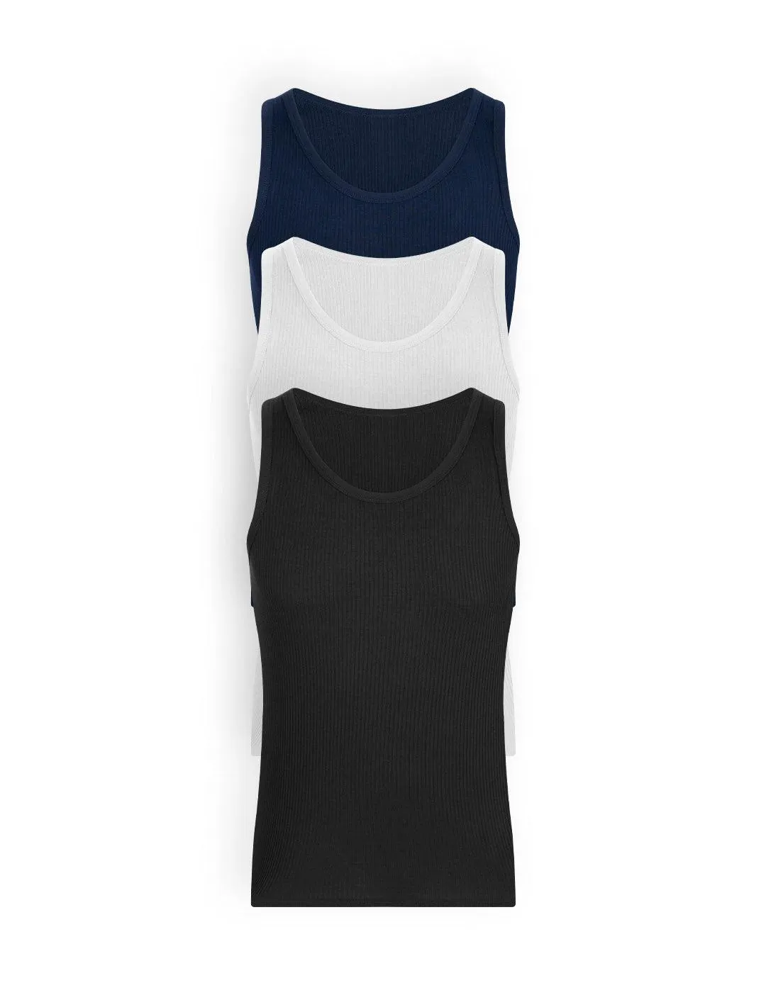 Camiseta rib cuello redondo manga sisa acanalada (Pack X3)(2203)