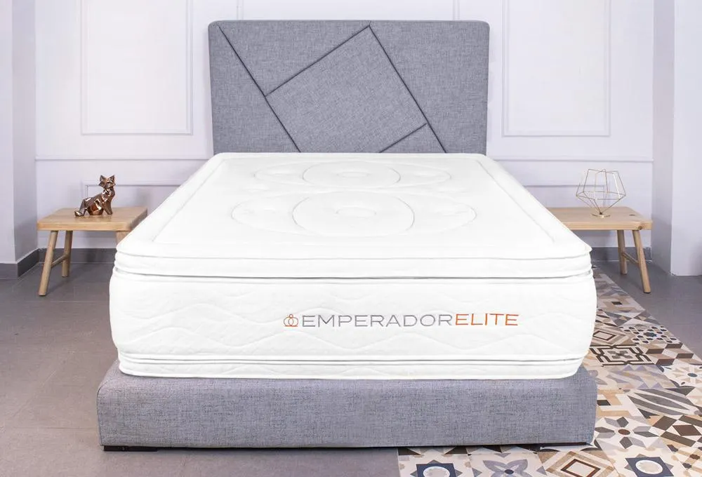Combo Colchón Emperador Pantom + Cabecero + Base Cama Gris