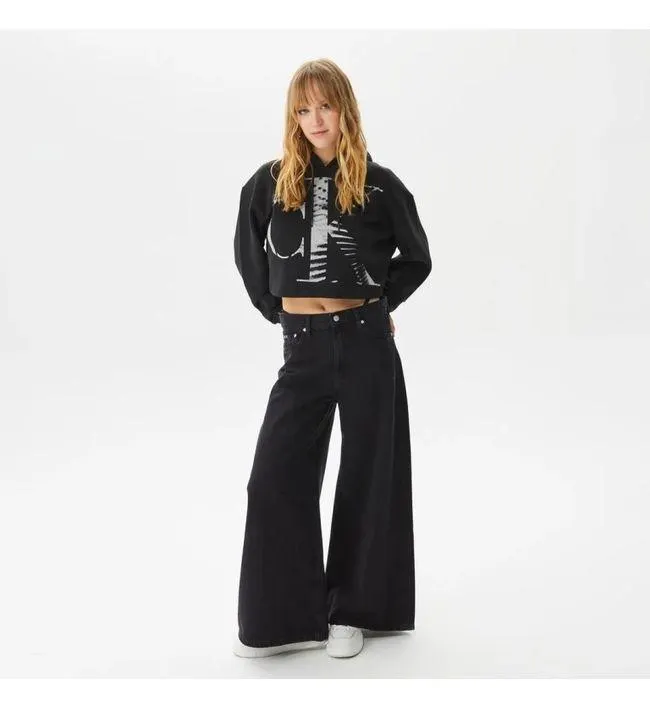 Buzo Con Capucha Y Logo Mujer Negro Calvin Klein