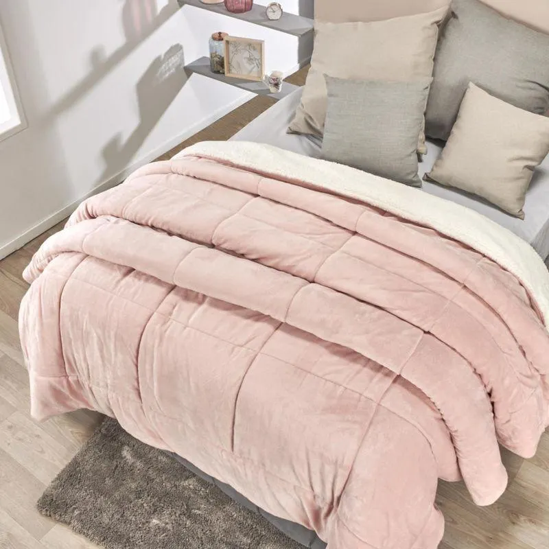 Cobija Flannel Ovejero unicolor rosa loto