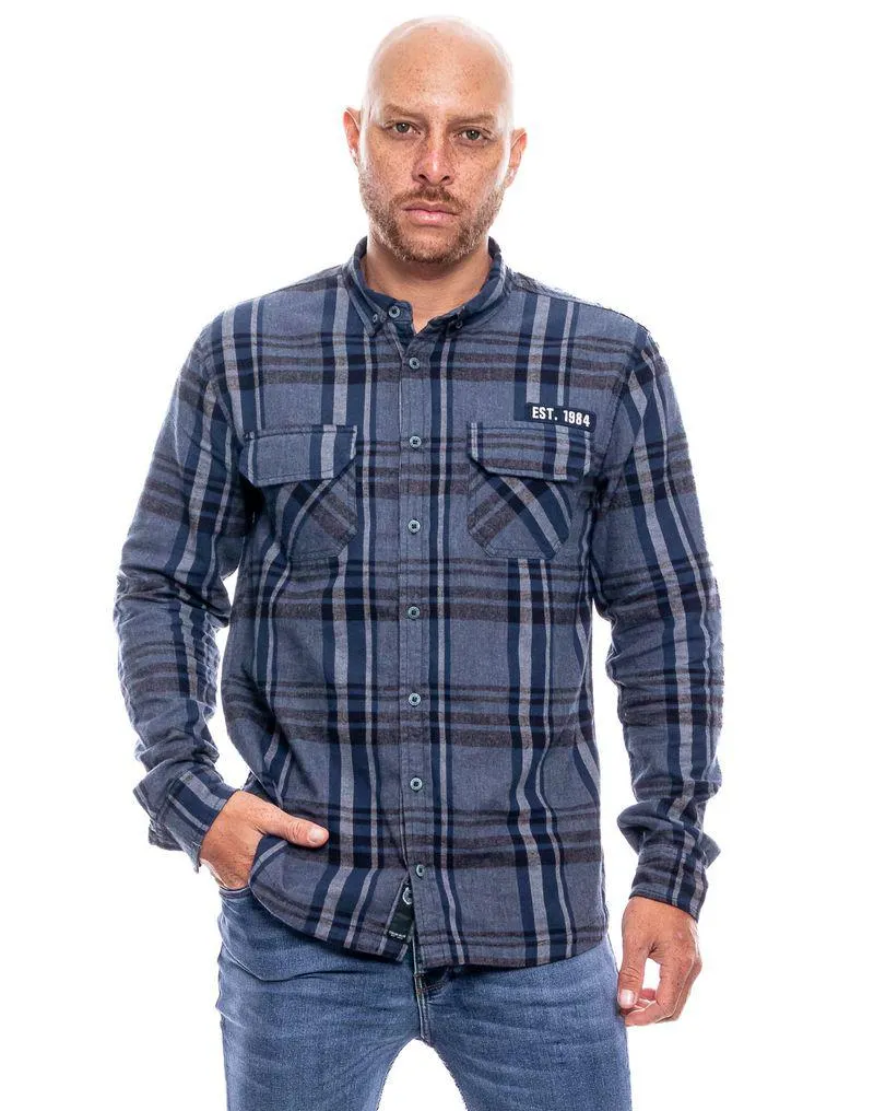 Camisa Manga Larga A Cuadros Con Bolsillos