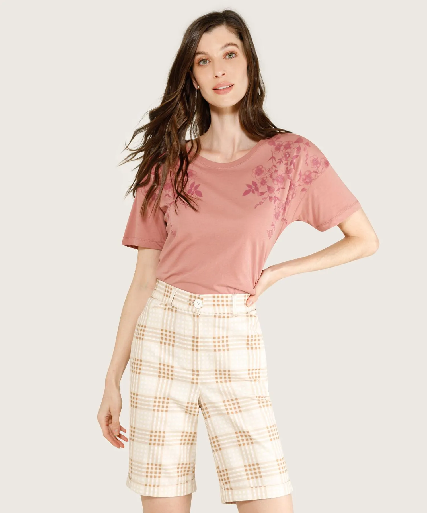 Bermuda Estampada A Cuadros Con Guardapolvo