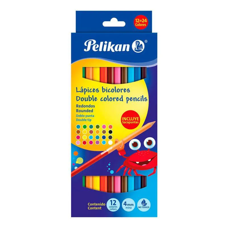 Lápices Bicolores Largos X12 Unds Pelikan