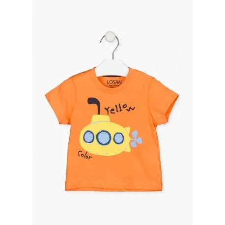 CAMISETA NARANJA CON PARCHES BABY NIÑO LOSAN REF 117-1204AL