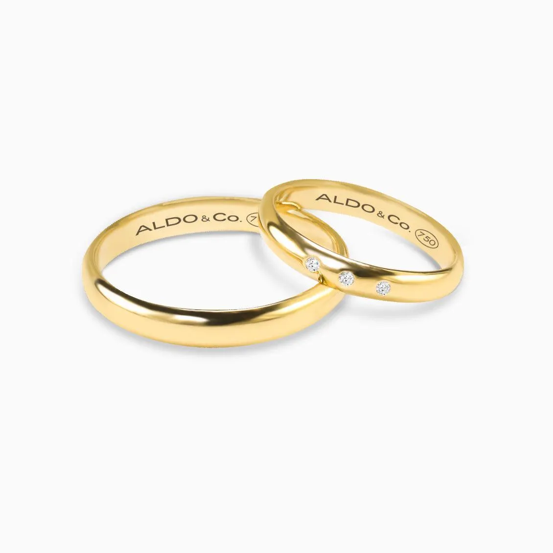 Alianzas en oro amarillo de 18K con brillantes