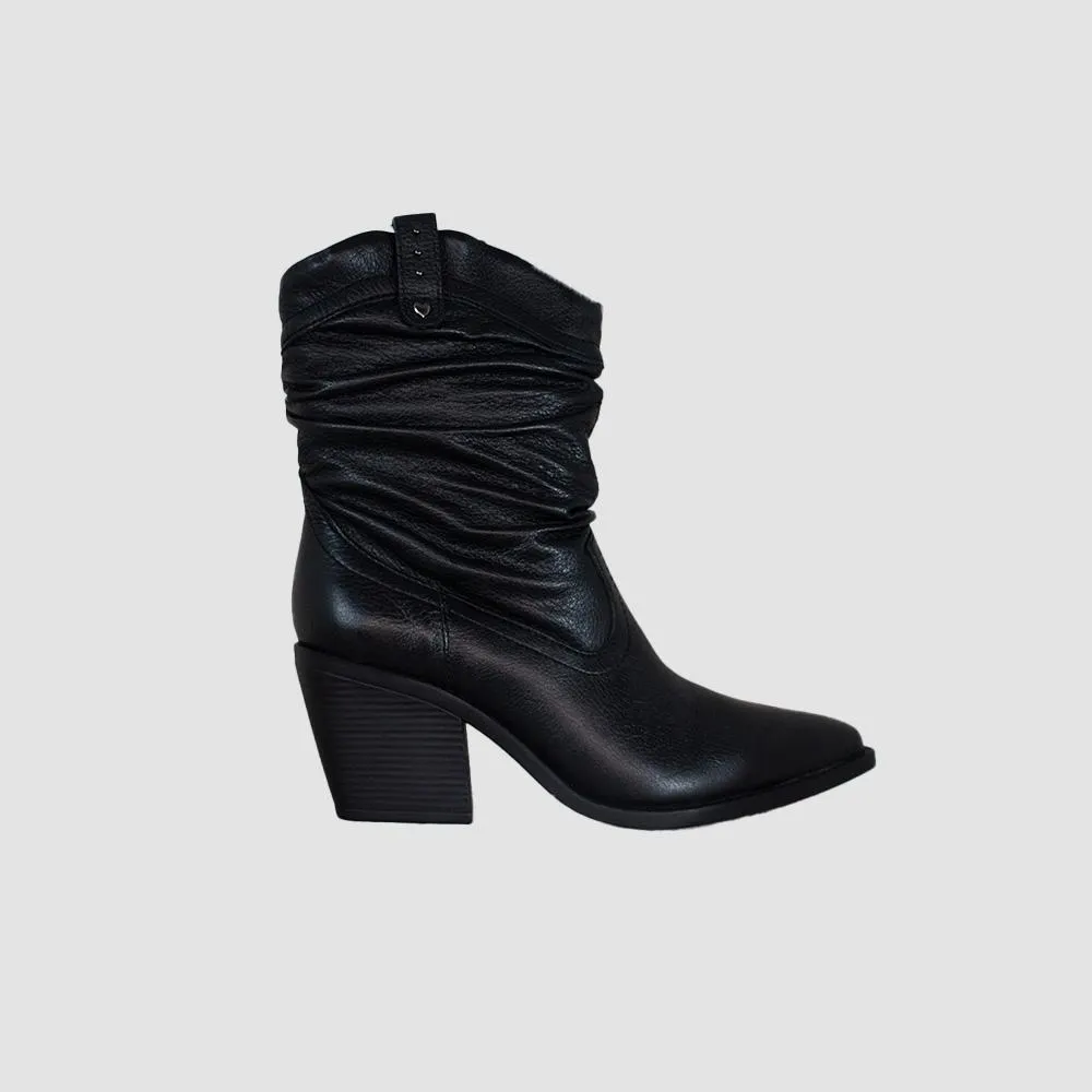 BOTINES PARA MUJER YURS CUERO NEGRO