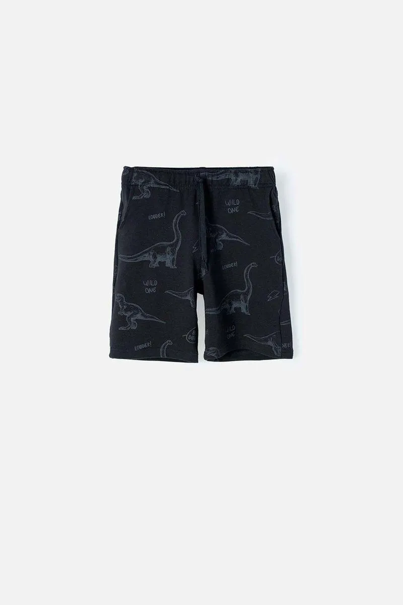 Bermuda Mic estampada negra para niño
