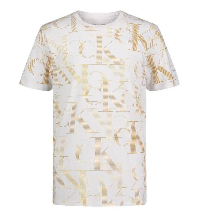 Camiseta Blanco Con Estampado De Monograma Para Niño