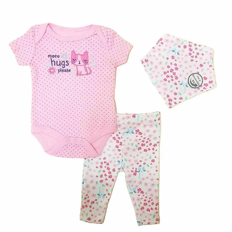 Set Body Pantalón Babero Bebé Niña Talla 0-3M