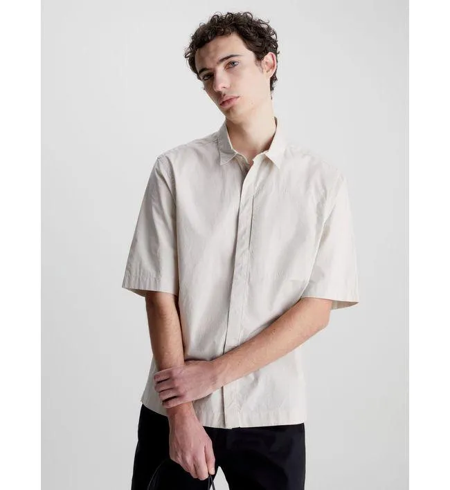 Camisa Manga Corta Beige Calvin Klein Hombre
