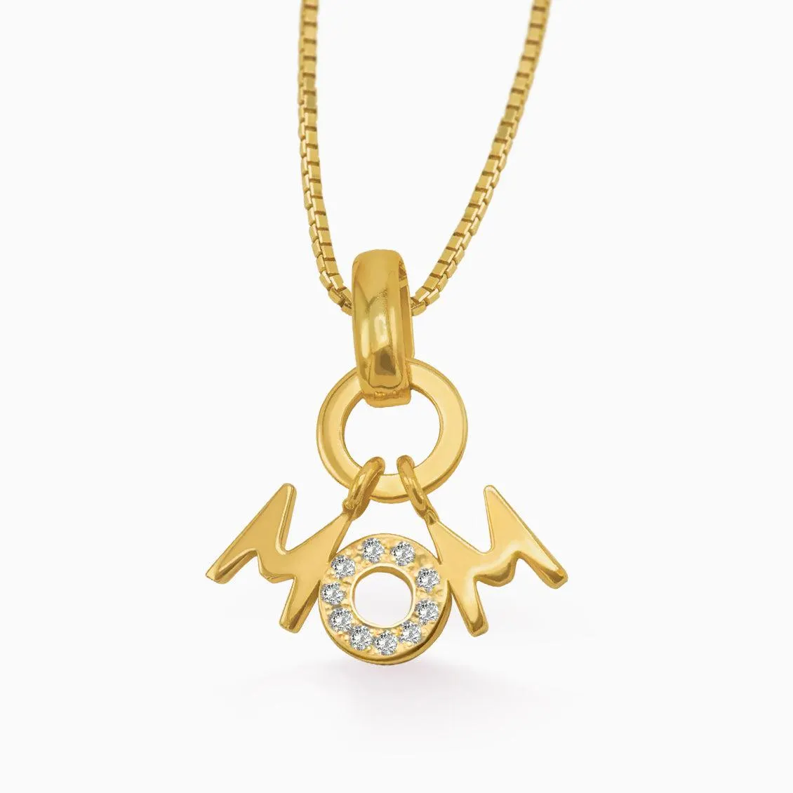 Dije MOM en oro amarillo de 18K con brillantes