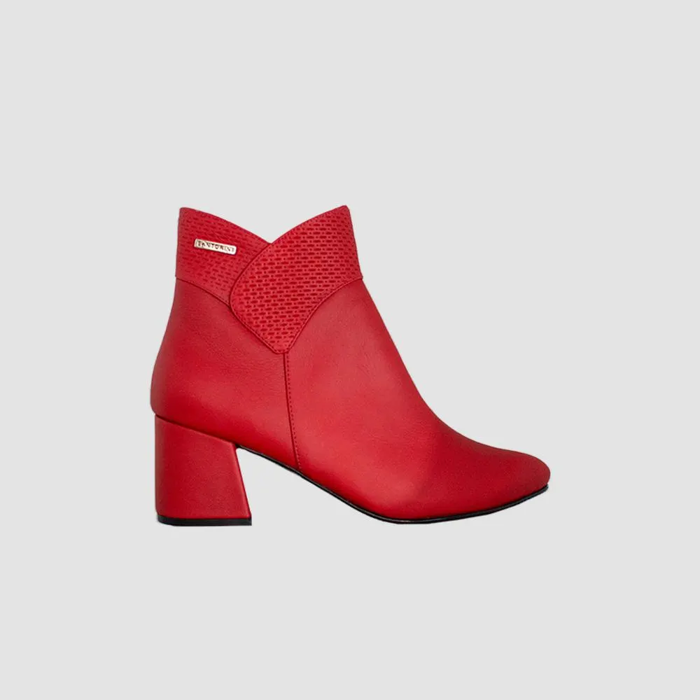 BOTINES PARA MUJER CALIN CUERO ROJO