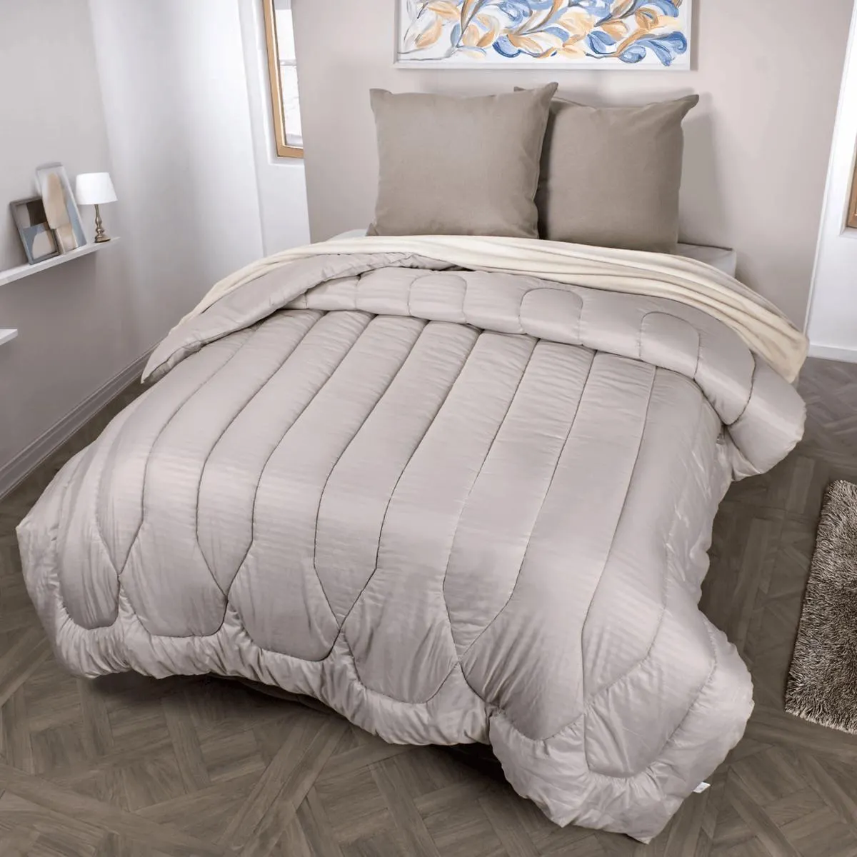 Plumón microfibra embosado 1 cm perla