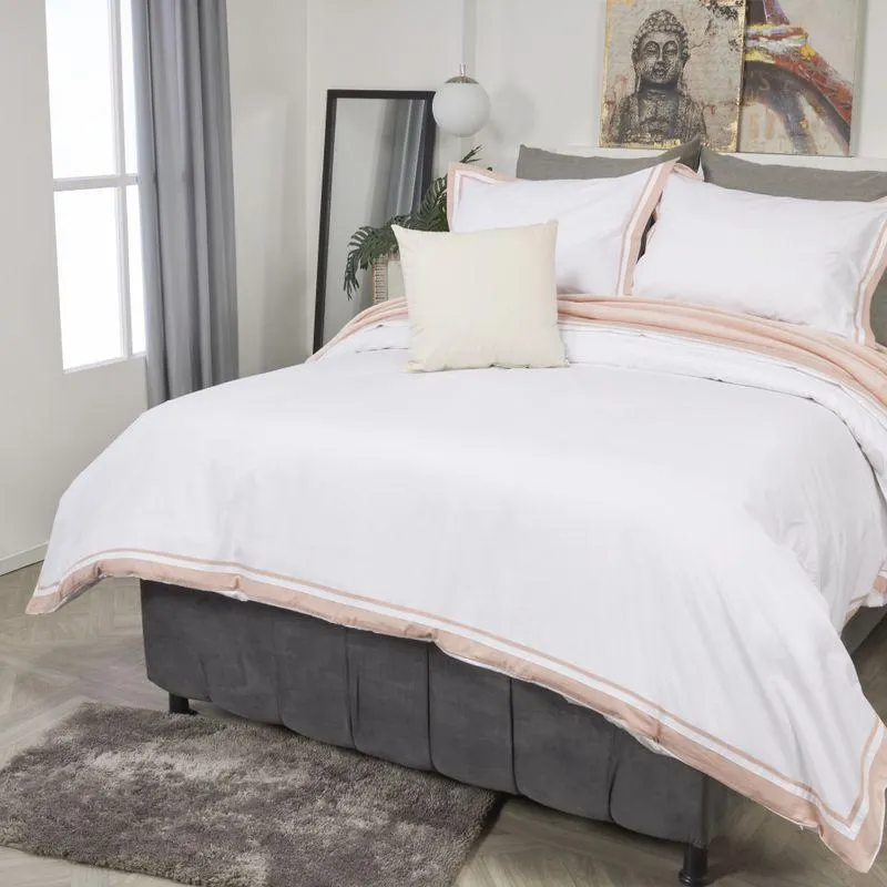 Forro Para Plumón Marco algodón 200 hilos park rosa plata